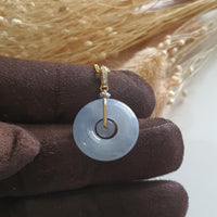 Translucent Icy Bluish Lavender Jadeite "Double Hoops" Pendant (JAB005297) 1