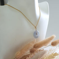 Translucent Icy Bluish Lavender Jadeite "Double Hoops" Pendant (JAB005297) 5