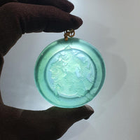 Highly Translucent Icy Bluish Green Jadeite "Victory Medallion Guan Gong" Pendant (JAB005347) 4
