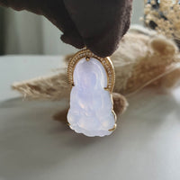 A Good Translucency Icy Brilliant Lavender Jadeite "Goddess of Mercy" Pendant (JAB005372) 8