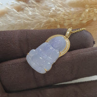 A Good Translucency Icy Brilliant Lavender Jadeite "Goddess of Mercy" Pendant (JAB005372) 2