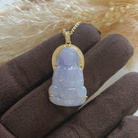 A Good Translucency Icy Brilliant Lavender Jadeite "Goddess of Mercy" Pendant (JAB005372) 3