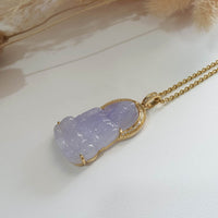 A Good Translucency Icy Brilliant Lavender Jadeite "Goddess of Mercy" Pendant (JAB005372) 6