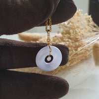 Translucent Icy Bluish Lavender Jadeite “Twinkle Diamond” Donut Pendant (JAB005396) 3
