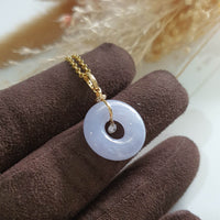 Translucent Icy Bluish Lavender Jadeite “Twinkle Diamond” Donut Pendant (JAB005396) 5