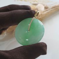 Translucent Icy Green Jadeite "Auspicious Coin" Pendant (JAB005400) 3