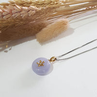 Good Translucency Icy Brilliant Lavender Jadeite “Cherry Blossom” Donut Pendant (JAB005421) 7