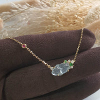 Highly Translucent Icy Jadeite “Dancing Goldfish” Pendant Necklace (JAB005470) 6