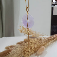 Good Translucency Icy Lavender Jadeite "Chandelier Coin" Pendant (JAB005482) 6