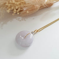 Good Translucency Icy Pinkish Lavender Jadeite "Auspicious Coin" Pendant (JAB005504) 1