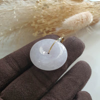 Good Translucency Icy Pinkish Lavender Jadeite "Auspicious Coin" Pendant (JAB005504) 4