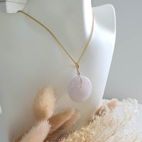 Good Translucency Icy Pinkish Lavender Jadeite "Auspicious Coin" Pendant (JAB005504) 7