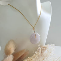 Good Translucency Icy Pinkish Lavender Jadeite "Auspicious Coin" Pendant (JAB005504) 8