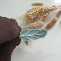 Highly Translucent Icy Light Bluish Green Jadeite “Auspicious Leaf” Pendant (JAB005522) 5