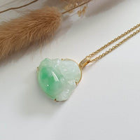 Good Translucency Icy with Icy Apple Green Jadeite "Laughing Buddha" Pendant (JAB005563) 2