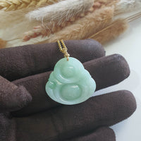 Translucent Green with Brilliant Green "Laughing Buddha" Pendant (JAB005568) 4