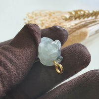 Translucent Icy Black Jadeite "Auspicious Pig of Wealth" Pendant (JAB005591) 2