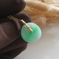 Translucent Green with Brilliant Green Jadeite "Bamboo Blossom" Pendant (JAB005632) 4