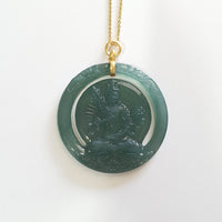 Highly Translucent Icy Bluish Green Jadeite "Manjushri" Pendant (JAB005708) 1