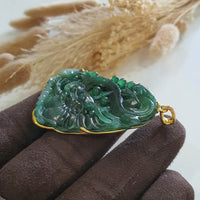 Highly Translucency Icy Green Jadeite "Majestic Dragon" Pendant (JAB005763) 4