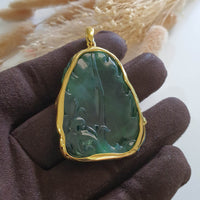 Highly Translucency Icy Green Jadeite "Majestic Dragon" Pendant (JAB005763) 6