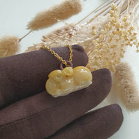 Translucent Icy Honey Yellow Jadeite "Fortune Mouse" Pendant (JAB005846) 2