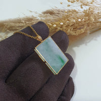 Translucent Bright Green Moss on Snow Jadeite “Wushi” Pendant (JAB005920) 3