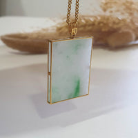 Translucent Bright Green Moss on Snow Jadeite “Wushi” Pendant (JAB005920) 4