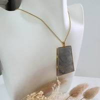 Highly Translucent Icy Black Jadeite "Trapezoid" Pendant (JAB005921) 6