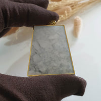 Highly Translucent Icy Black Jadeite "Trapezoid" Pendant (JAB005921) 5