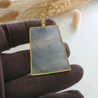 Highly Translucent Icy Black Jadeite "Trapezoid" Pendant (JAB005921) 1