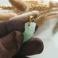 Good Translucency Icy Apple Green Jadeite "Auspicious Pixiu" Pendant (JAB005947) 4