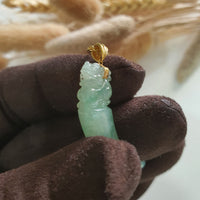 Good Translucency Icy Apple Green Jadeite "Auspicious Pixiu" Pendant (JAB005947) 6