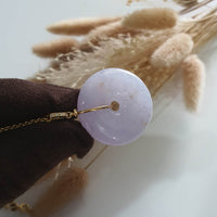 Translucent Icy Brilliant Lavender Jadeite "Auspicious Coin" Pendant (JAB006003) 4