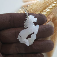 Good Translucency Icy White Jadeite "Galloping Horse" Pendant (JAB006020) 1