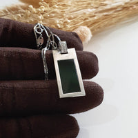 Translucent Icy Dark Bluish Green Omphacite Jadeite "The Ink" Pendant (JAB006021) 3