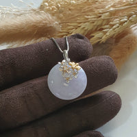 Translucent Icy Lavender Jadeite "Enchanted Bee and Baby’s Breath" Pendant (JAB006037) 5