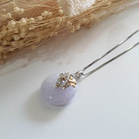 Translucent Icy Lavender Jadeite "Enchanted Bee and Baby’s Breath" Pendant (JAB006037) 6