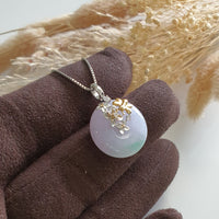 Translucent Icy Brilliant Lavender and Apple Green Jadeite "Enchanted Bee and Baby’s Breath" Pendant (JAB006039) 2