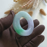Translucent Icy Brilliant Lavender with Green Jadeite “The Orbital” Pendant (JAB006131) 2