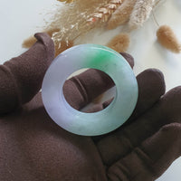 Translucent Icy Brilliant Lavender with Green Jadeite “The Orbital” Pendant (JAB006131) 4
