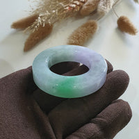 Translucent Icy Brilliant Lavender with Green Jadeite “The Orbital” Pendant (JAB006131) 6