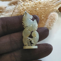 Good Translucent Icy Jadeite "Elite Powerful Galloping Horse" Pendant (JAB006138) 1