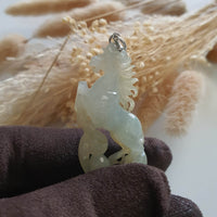 Good Translucent Icy Jadeite "Elite Powerful Galloping Horse" Pendant (JAB006138) 3