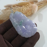 Good Translucency Icy Lavender and Green "Morning Glory" Pendant (JAB006140) 2
