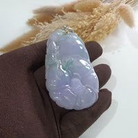 Good Translucency Icy Lavender and Green "Morning Glory" Pendant (JAB006140) 3