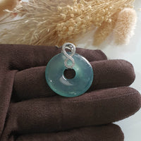 Highly Translucent Icy Bluish Jadeite “Lucky 8 Coin” Pendant (JAB006240) 1