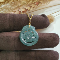 Highly Translucent Icy Bluish Green "Pixiu" Pendant (JAB006246) 1
