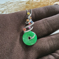 Translucent Brilliant Green Jadeite “Festive Glitters” Pendant (JAB006262) 3