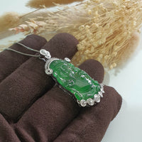 Highly Translucent Icy Brilliant Green Jadeite "Divine Treasure" Pendant (JAB006266) 4